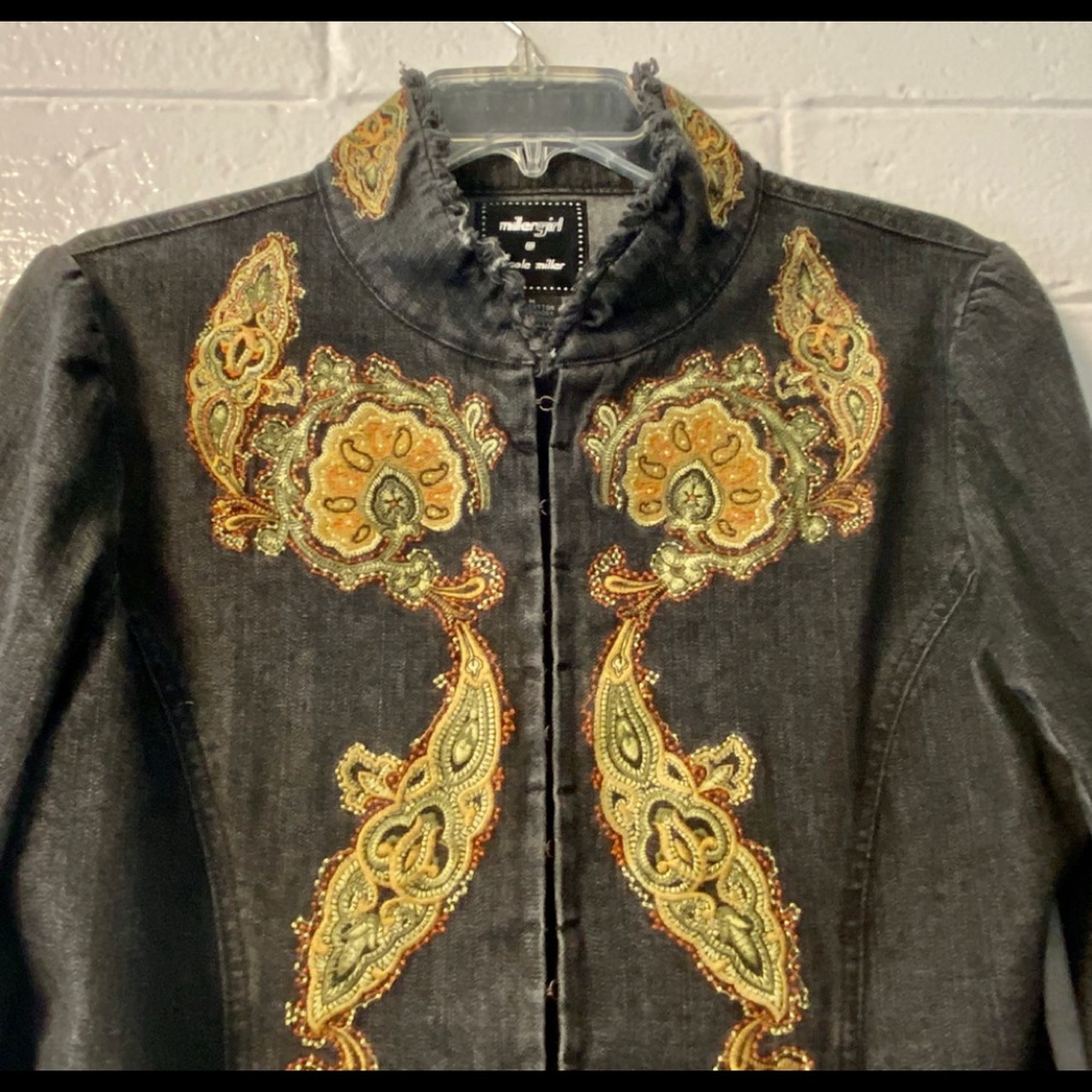 NICOLE MILLER embroidered denim jacket- M